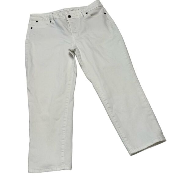 TALBOTS WHITE‎ STRETCH SIGNATURE CROP PANTS 12P - Picture 1 of 5